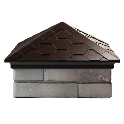 Колпак на столб забора EVEREST Коричневый 1,5х1,5 кирпича Черепица размер под посадку 390х390мм Колпак на столб забора EVEREST Коричневый 1,5х1,5 кирпича Черепица размер под посадку 390х390мм