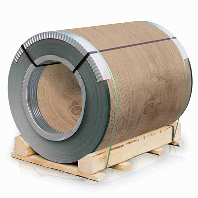 Рулон стали под дерево Светлый Дуб 3D 0.45х1250мм Принтек Россия 2х сторонний