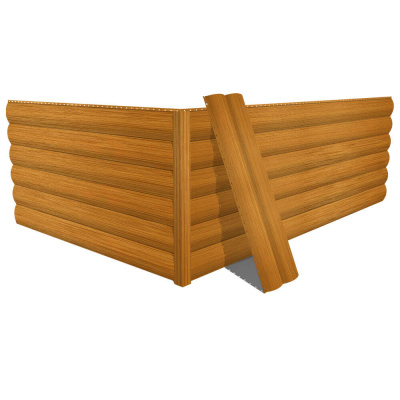 Фото сайдинга металлического (металлосайдинга) Блок-Хаус под бревно с покрытием Printech (Корея) дерево Тик для фасада дома Фото сайдинга металлического (металлосайдинга) Блок-Хаус под бревно с покрытием Printech (Корея) дерево Тик для фасада дома