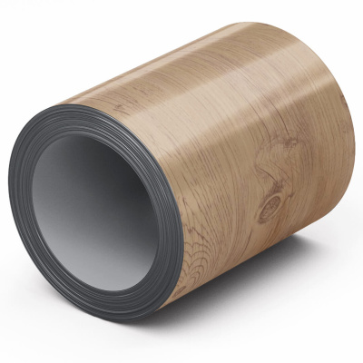 Рулон стали под дерево Светлый Дуб 3D 0.45х1250мм Принтек Россия отмотка