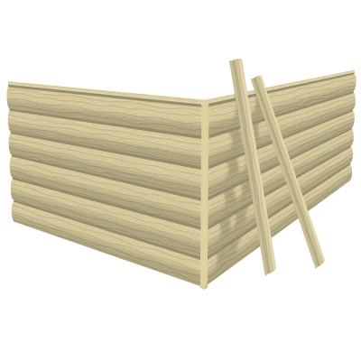 Фото сайдинга металлического (металлосайдинга) царьсайдинга Бревно Рубленое 4Д RAL1014 Бежевый для фасада дома Фото сайдинга металлического (металлосайдинга) царьсайдинга Бревно Рубленое 4Д RAL1014 Бежевый для фасада дома