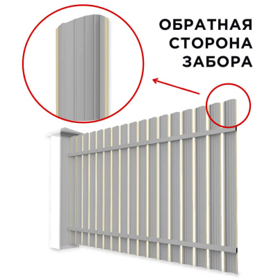 Забор штакетник Полукруглый RAL 1014 бежевый односторонний сзади Забор штакетник Полукруглый RAL 1014 бежевый односторонний сзади