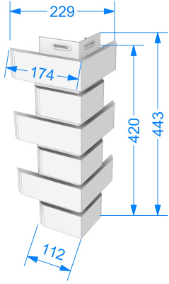 Угол наружный фасадной панели Деке FLEMISH Белый чертеж Угол наружный фасадной панели Деке FLEMISH Белый чертеж