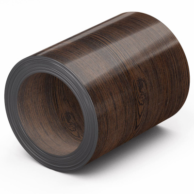 Рулон стали под дерево Темный Каштан 3D 0.45х1250мм Принтек Россия 2х сторонний отмотка