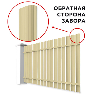 Забор штакетник Полукруглый RAL 1014-1014 бежевый двусторонний сзади Забор штакетник Полукруглый RAL 1014-1014 бежевый двусторонний сзади