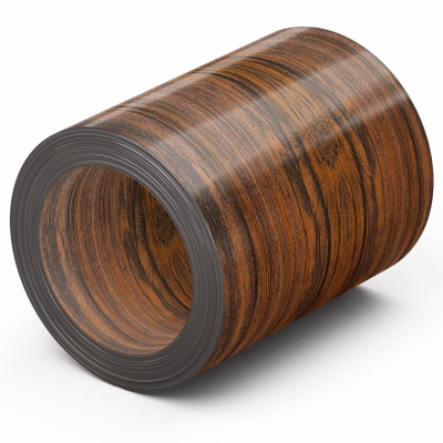 Рулон стали под дерево Темный Дуб 3D 0.45х1250мм Принтек Россия 2х сторонний отмотка