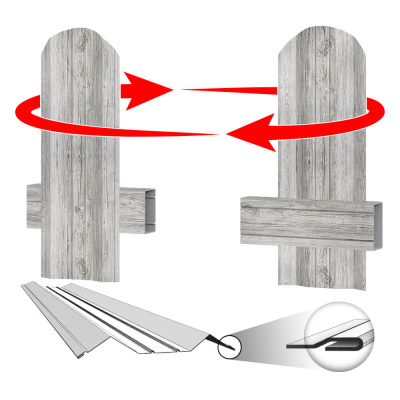 Штакетник (евроштакетник) ЭКО М-образный Светлая Береза SteelArt двусторонний крепление