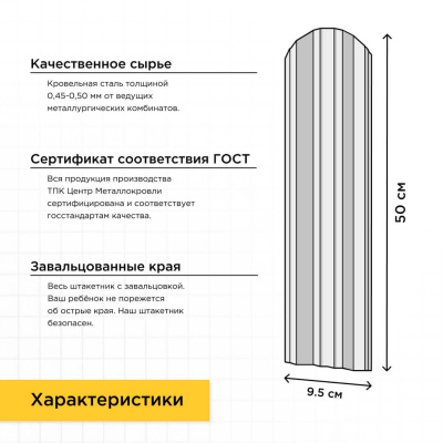 Штакетник М-образный ЭКО-М высотой 50см Штакетник М-образный ЭКО-М высотой 50см