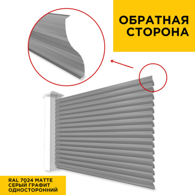 Вид сзади забор ламели еврожалюзи RAL7024 МАТТЕ Серый Графит матовый односторонний