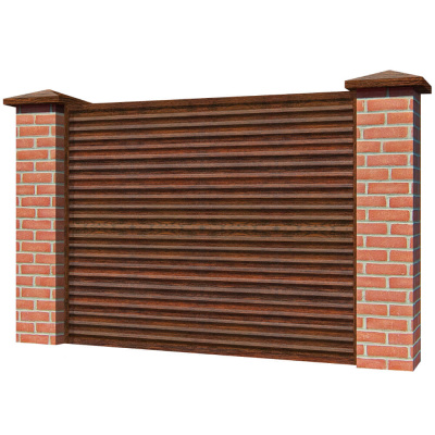 Забор жалюзи ЭКО-Z Античное Дерево 3D Принтек односторонний на кирпичных столбах Забор жалюзи ЭКО-Z Античное Дерево 3D Принтек односторонний на кирпичных столбах