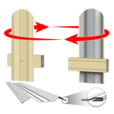 Штакетник металлический ЭКО М-образный 95мм RAL1014 Бежевый фото крепления Штакетник металлический ЭКО М-образный 95мм RAL1014 Бежевый фото крепления