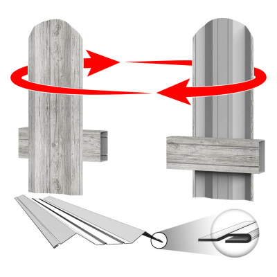 Штакетник (евроштакетник) ЭКО М-образный Светлая Береза SteelArt односторонний крепление